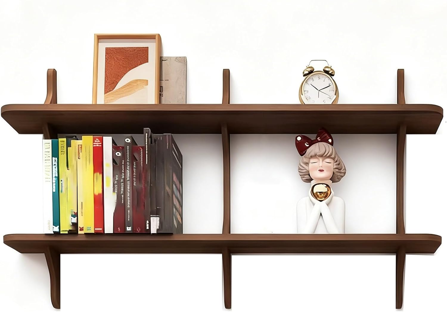 Cobrutke Wall Mounted Storage Rack, Wall Mount Bookcase Multi-Unit Storage Compartments Organizer Floating Shelves for Display Decor, Books Living Room Bedroom Office(Brown,120 * 63.6 * 16.8cm)