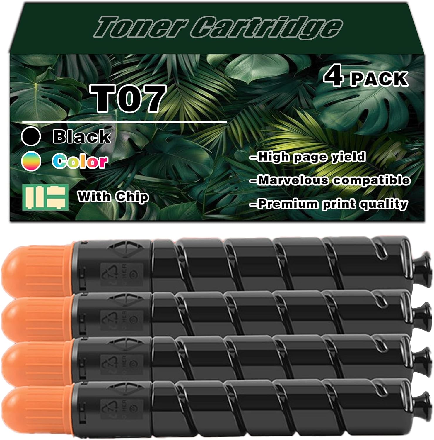 YHNNH T07 Toner Cartridges Compatible for Canon T07 Toner Cartridge Work for Canon imagePRESS C165 iR-ADV DX C7780 C7770 C7765i Printers,Combination Pack