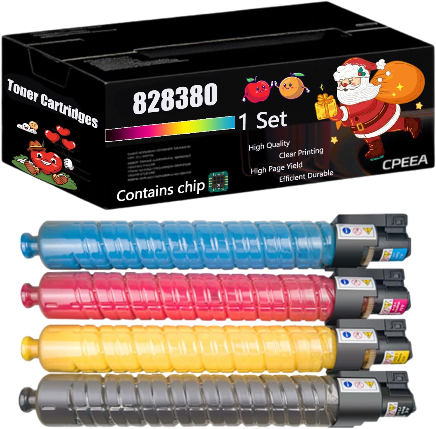 Compatible for Ricoh 828380 828383 828382 828381 Toner Cartridges Work for Ricoh Pro C9110 Printers, with Chip, High Yield 68000 Pages, Clear Printing (4-Pack BK/C/M/Y)