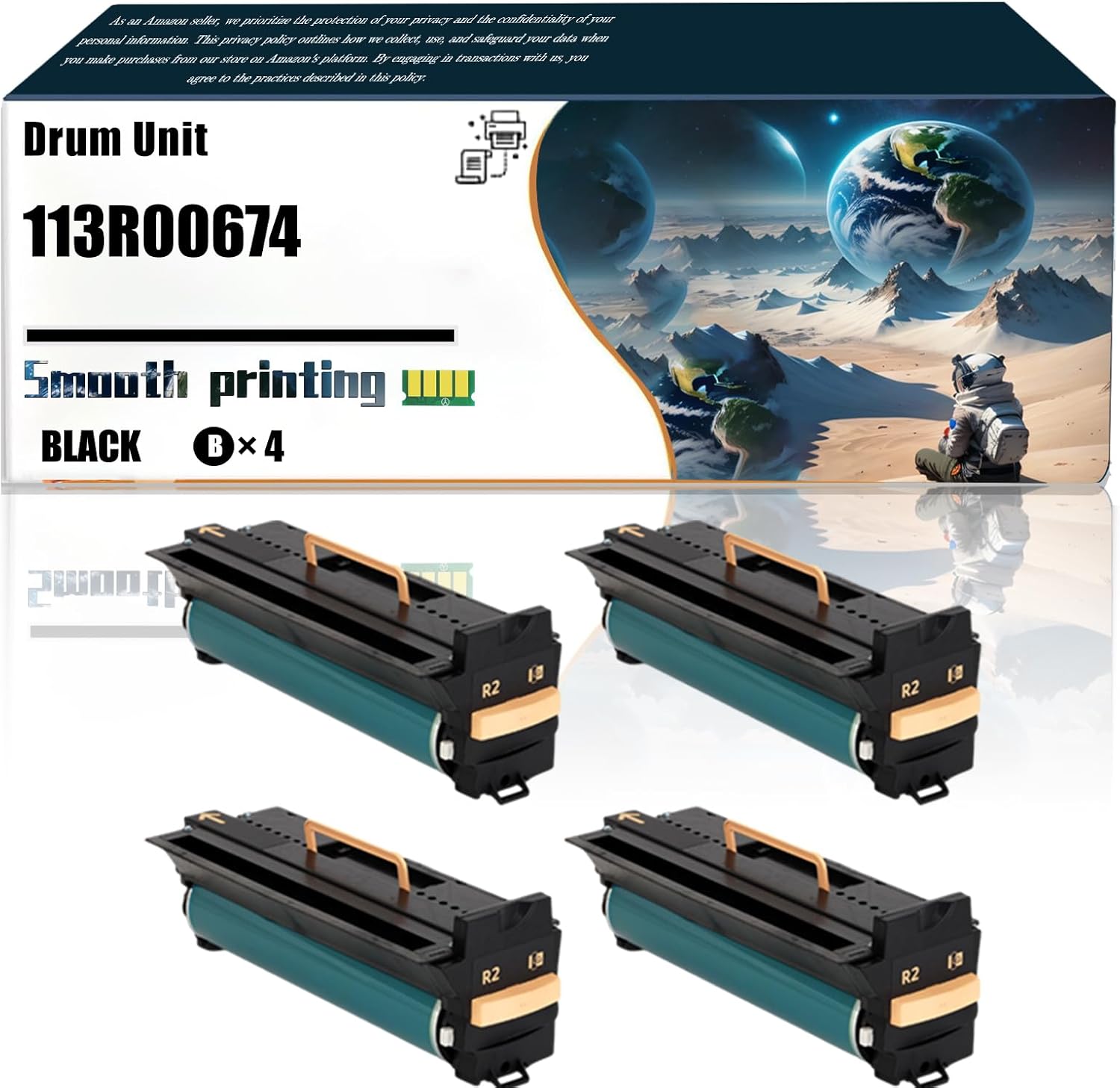 Replacement Parts Drum Unit 113R00674 Compatible with Xerox CopyCentre 245 255 265 275 C165 C175 Printers, Contains Chip and Clear Printing (4 Pack Black)