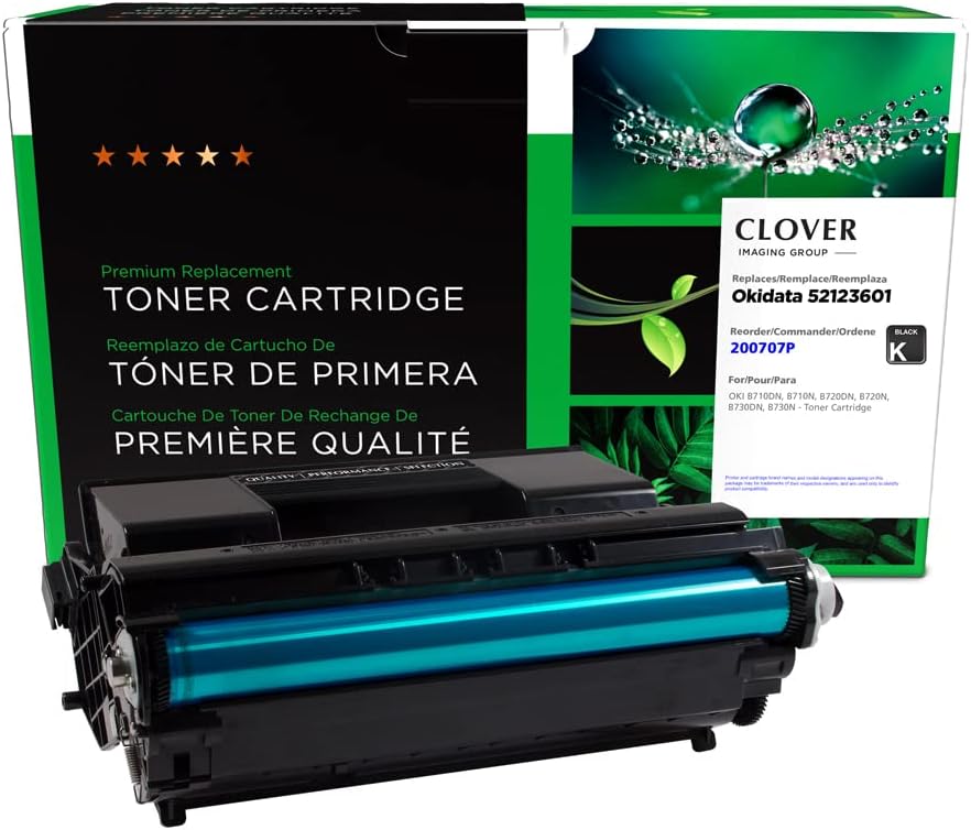 Clover Remanufactured Toner Cartridge Replacement for OKI 52123601 | Black