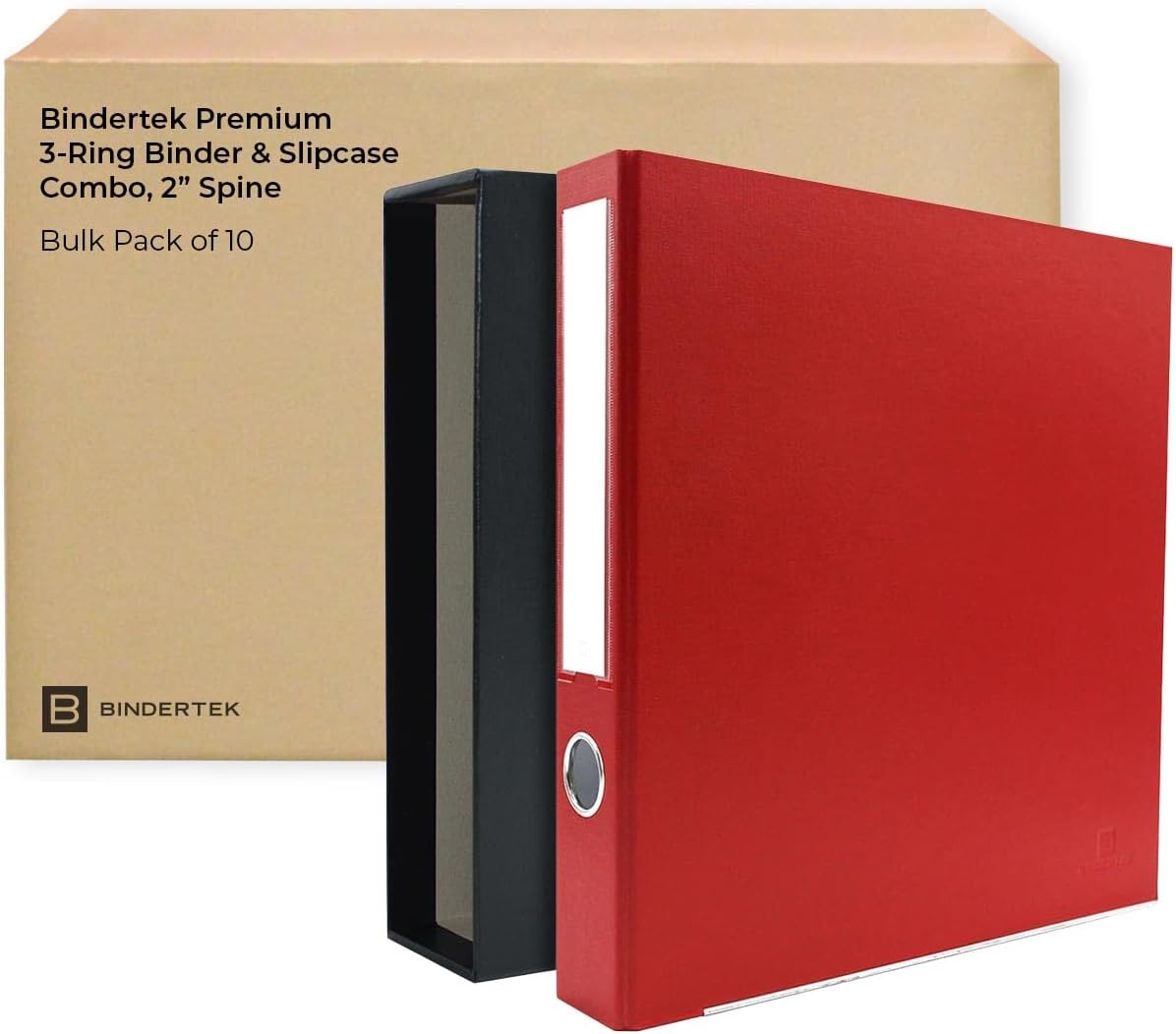 3-Ring Premium Binder & Slip Case Combo, Pack of 10 - Red, 2