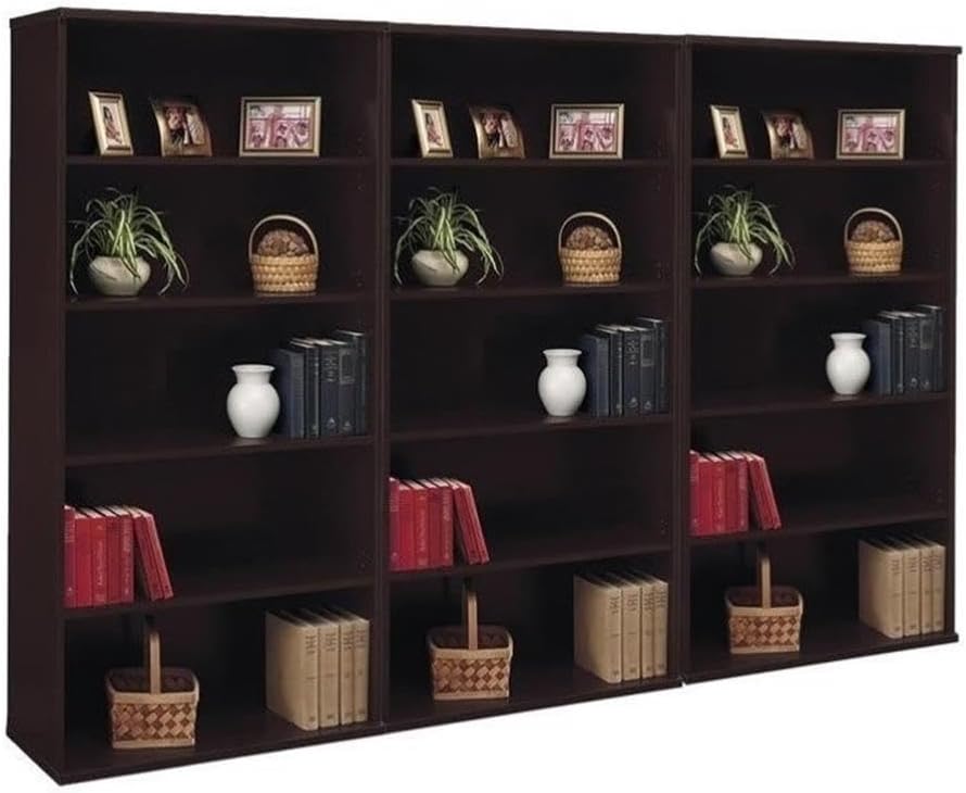 BBF Bush Business Furniture Series C 5 Shelf Wall Bookcase in Mocha Cherry