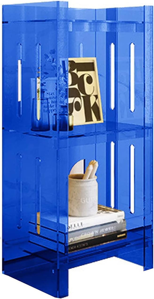 Clear Acrylic Narrow Bookcase 2 Tier/3 Tier/4 Tier Skinny Open Bookshelf Modern Display Storage Organizer for Living Room