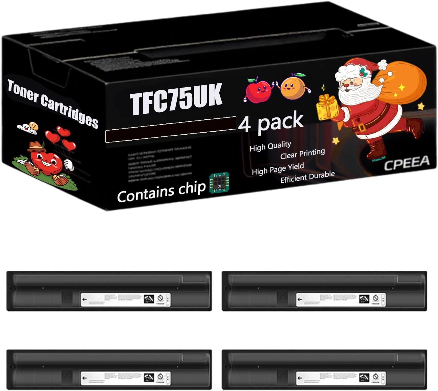 Compatible for Toshiba TFC75UK Toner Cartridges Work for Toshiba E Studio 5560C 5560CG 6560C 6570C Printers, with Chip, High Yield 87400 Pages, Clear Printing (4 Pack Black)