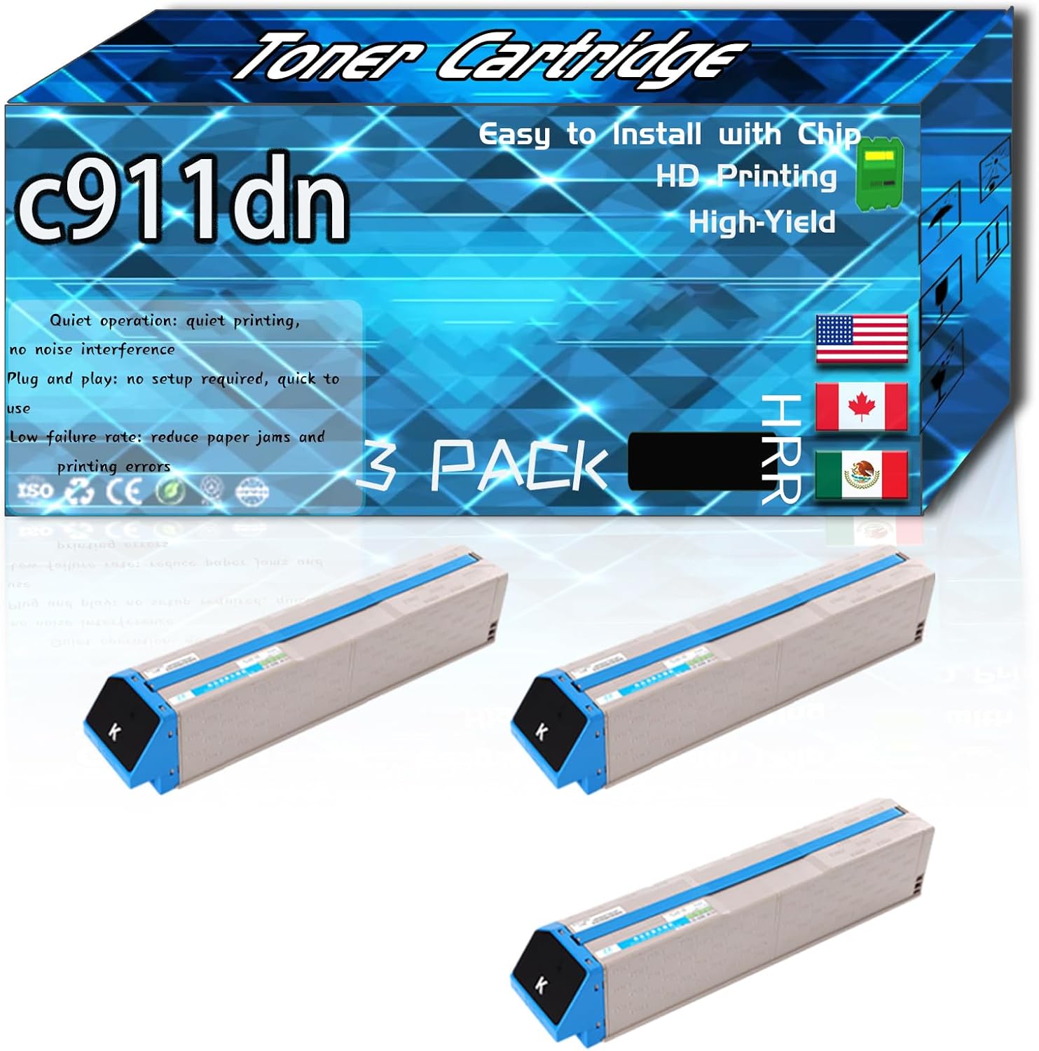 CEECN Compatible for Okidata OKI c911dn Replacement Toner Cartridge Used with C911dn Printer, High Production Multiple Options (3 Pack Black)