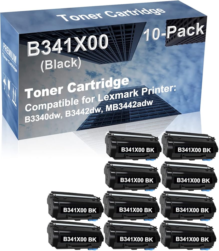 10-Pack Compatible High Capacity B341X00 Printer Cartridge use for B3340dw, B3442dw, MB3442adw Printer (Black)
