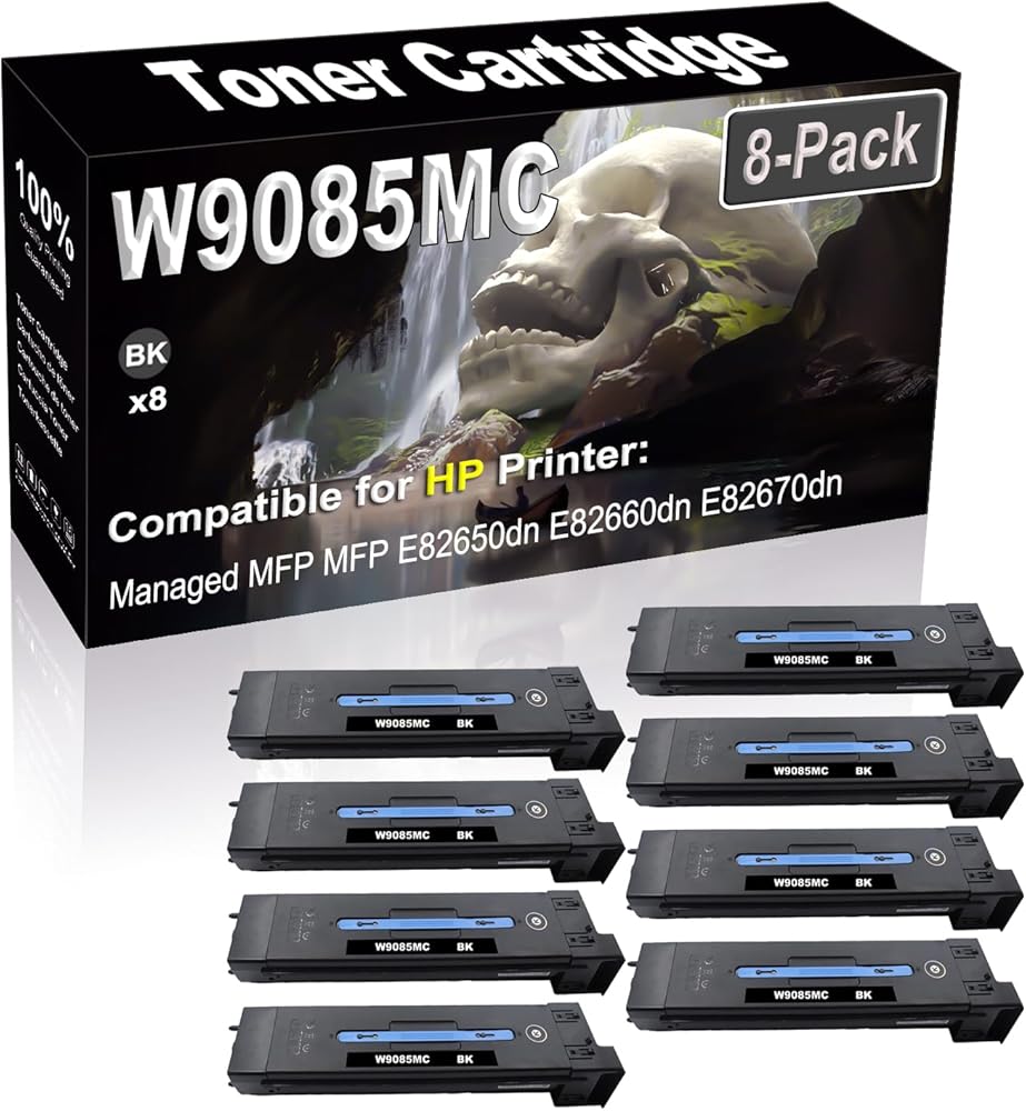 SINIYA 8-Pack (Black) Compatible High Yield W9085MC Laser Printer Toner Cartridge use for Managed MFP MFP E82650dn E82660dn E82670dn Printer