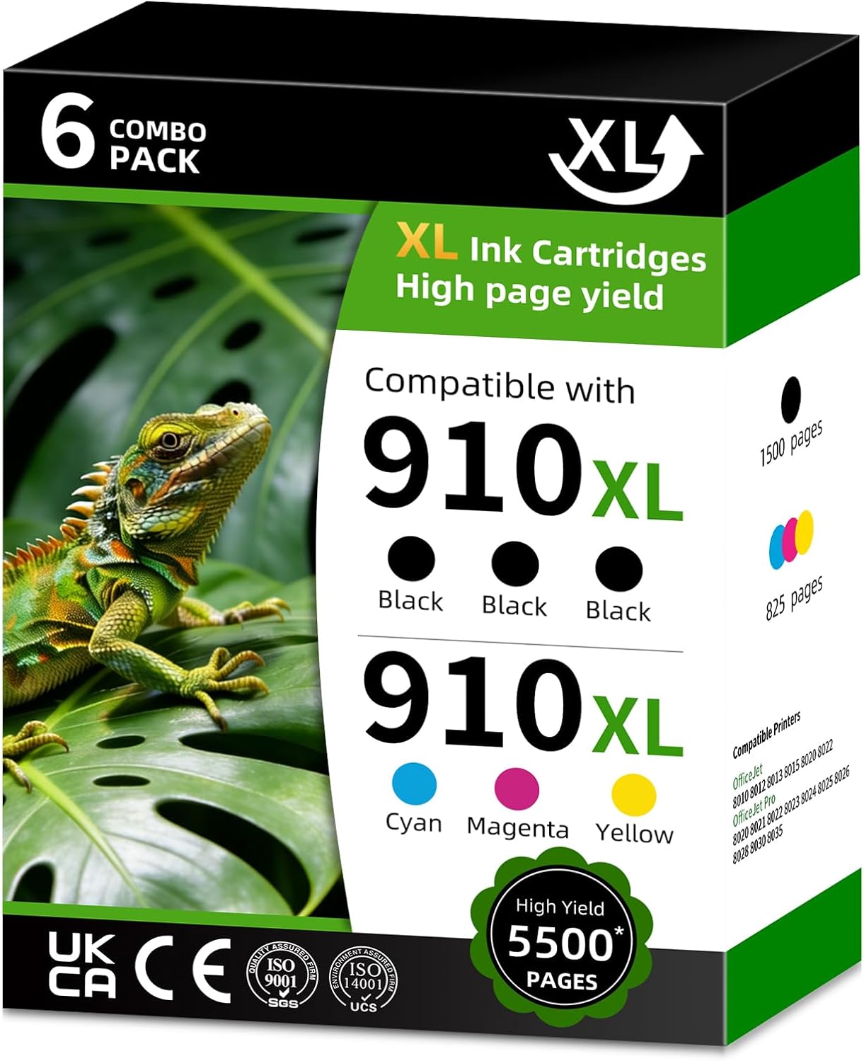 Repeka 910XL High Yield Ink Cartridge Replacement for HP910XL HP910 910 XL Combo Pack Compatible with HP OfficeJet 9120OfficeJet 8010 8012 8013 8015 8020 8022 (Black Cyan Magenta Yellow 6 Pack)