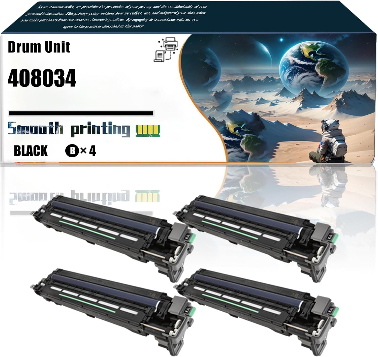 LSSF 408034 Replacement Parts Drum Unit Compatible with Ricoh SP C840dn C842dn Printers, Contains Chip and Clear Printing (4 Pack Black)