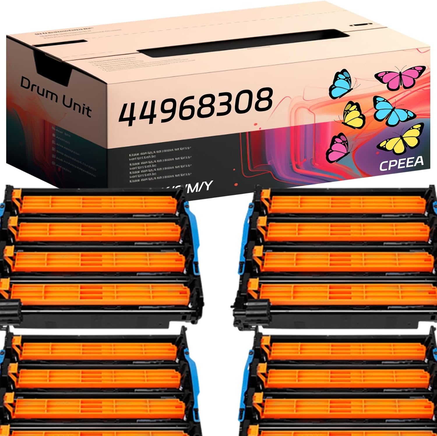 Compatible for Okidata OKI 44968308 Drum Unit Work for Okidata OKI C332DN Printer, with Chip, High Yield 30000 Pages, Clear Printing (4-Pack BK/C/M/Y)