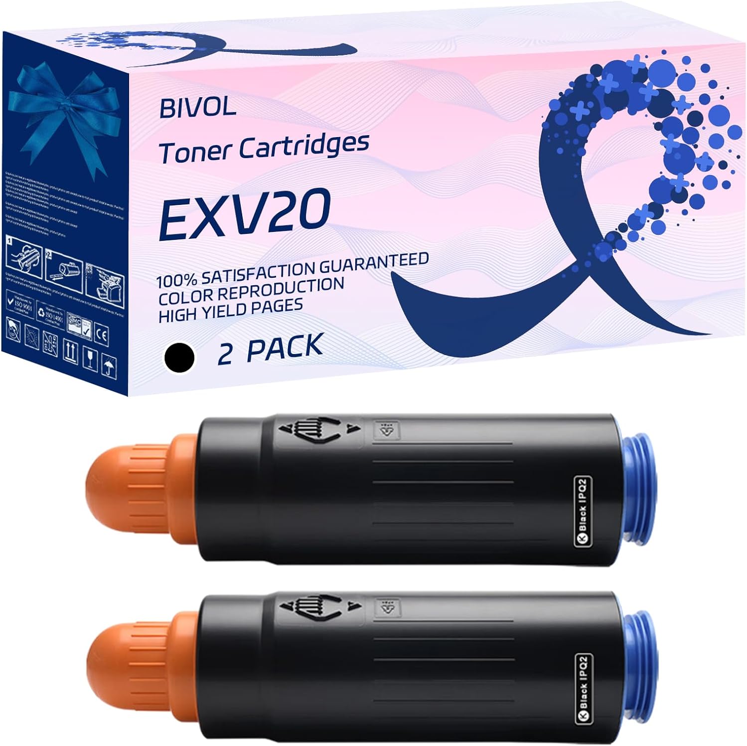 EXV20 Toner Cartridges Compatible for Canon imagePRESS C6000VP C6010 C6010S C6010VP C6010VPS C6011 C6011S Printers, with Chip, High Yield 45000 Pages, Vivid Colors (2 Pack Black)