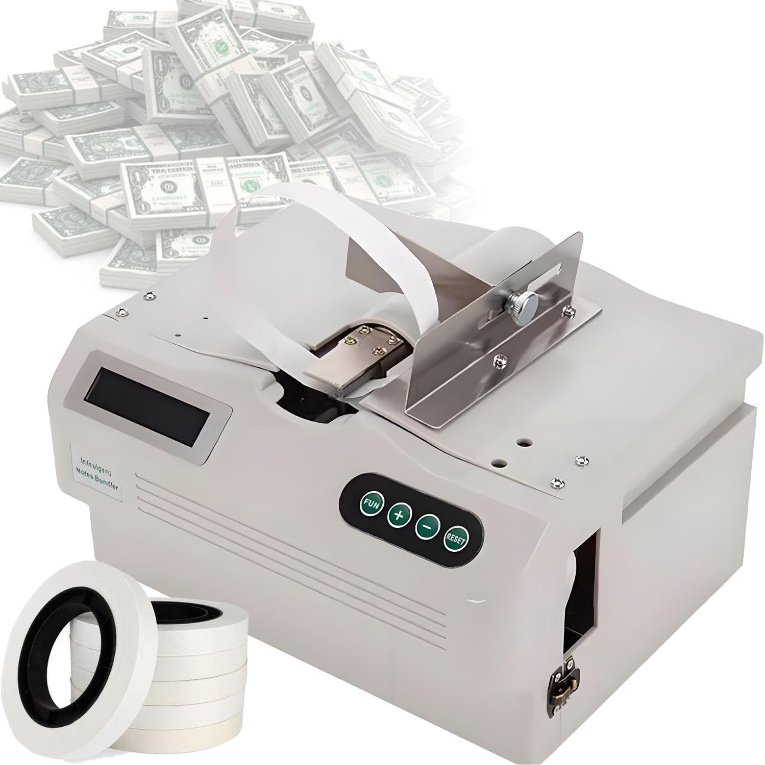 GLBMXDD Intelligent Induction Automatic Paper Tape Binding Machine,Document and Receipt Binding Machine,LCD Screen, with 20 Rolls of Paper Tape for Albums,Food, Cards, Etc