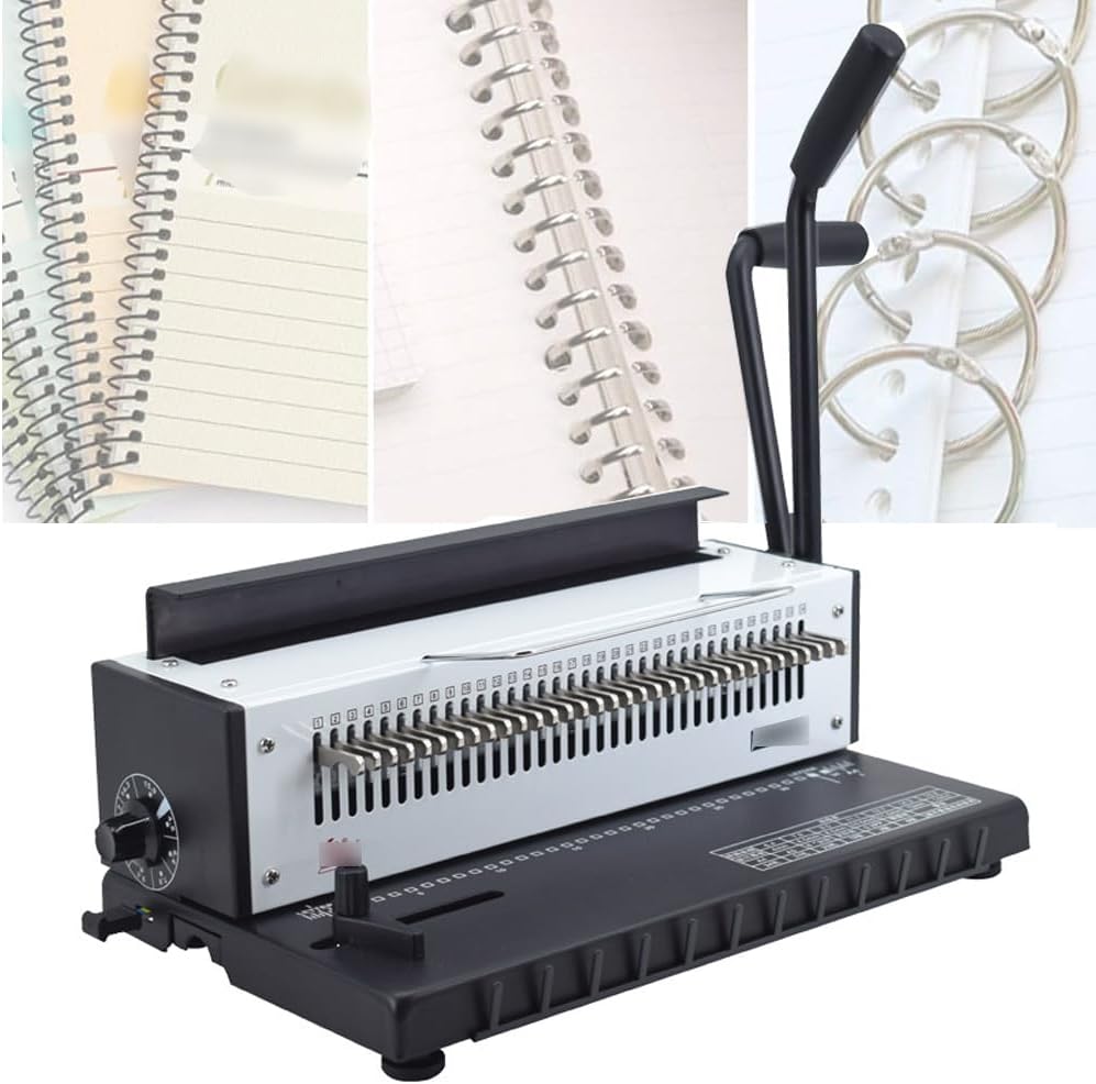 JKSVTF Iron Ring Binding Machine, Heavy Duty Bookbinding Machine with 34 Square Holes and Free Adjustment Hole, 130 Sheet Binding and 12 Sheet Punching, Easy Binding Without Burden, for Office