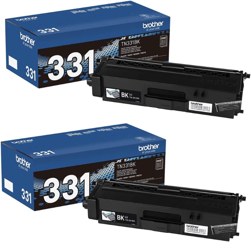 Brother Genuine TN-331BK (TN331BK) Black Laser Toner Cartridge 2-Pack