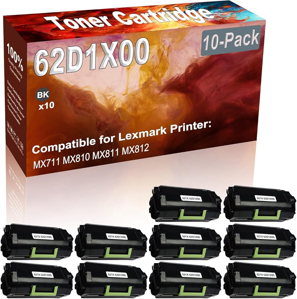 Credibility Store 10-Pack (Black) Compatible 62D1X00 (621X) Printer Toner Cartridge (High Capacity) fit for MX711 MX810 MX811 MX812 Printer