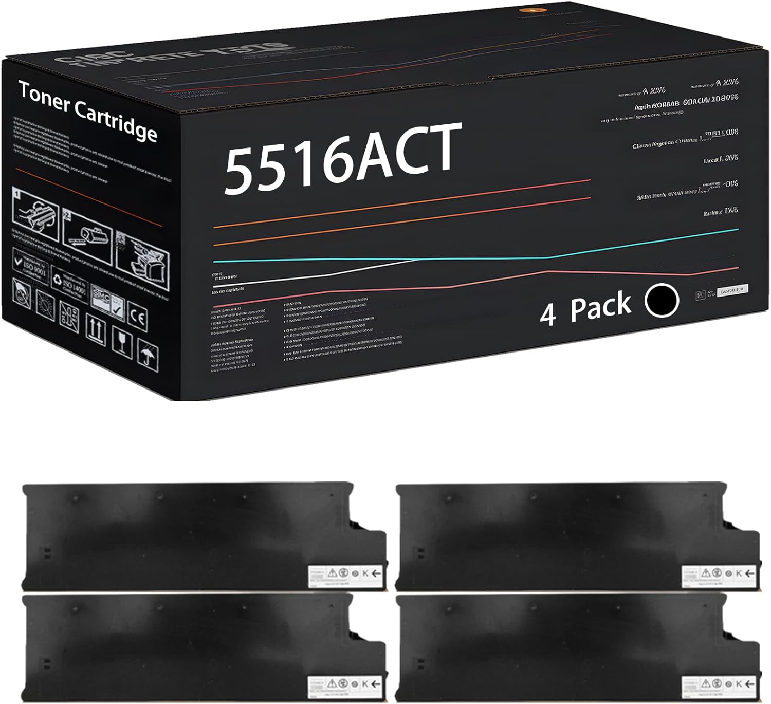 UVUMB Compatible with Toshiba 5516ACT Toner Cartridge Work for Toshiba E Studio 5516AC 6516AC 6516ACT 7516AC Printers (4 Pack Black)