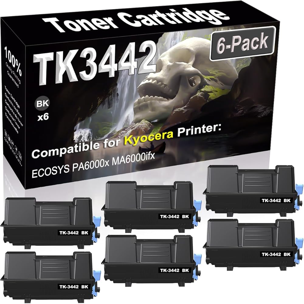 SINIYA 6-Pack Compatible High Capacity TK3442 TK-3442 1T0C0T0US0 Imaging Toner Cartridge use for Kyocera ECOSYS PA6000x MA6000ifx Printer (Black)