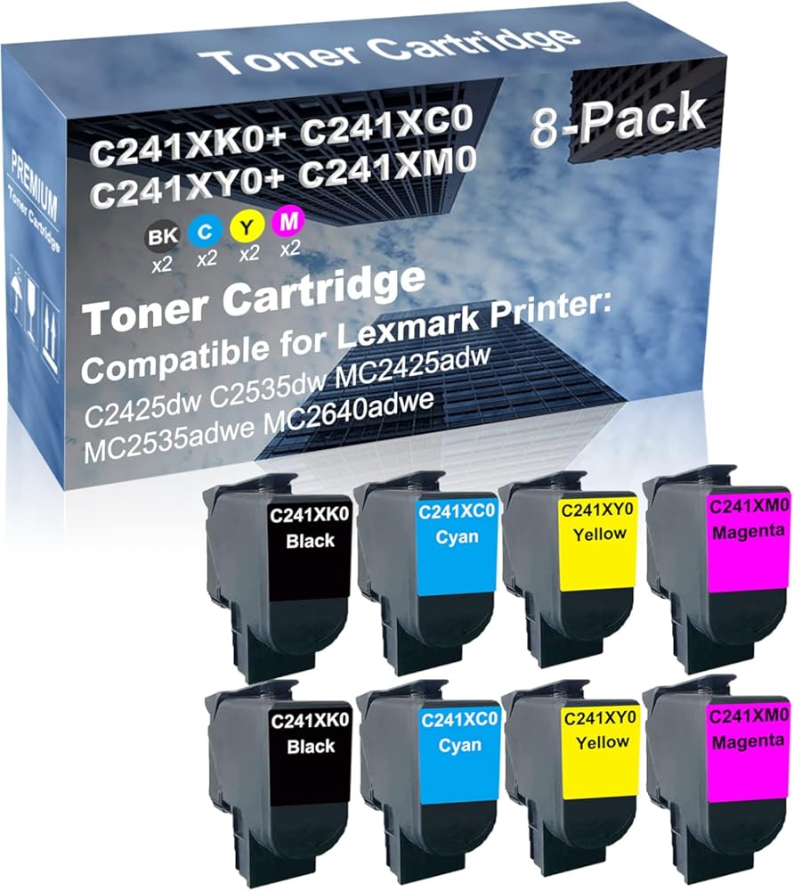 8-Pack (2BK+2C+2Y+2M) Compatible MC2425adw, MC2535adwe Printer Toner Cartridge High Capacity Replacement for C241XK0+ C241XC0+ C241XY0+ C241XM0 Toner Cartridge