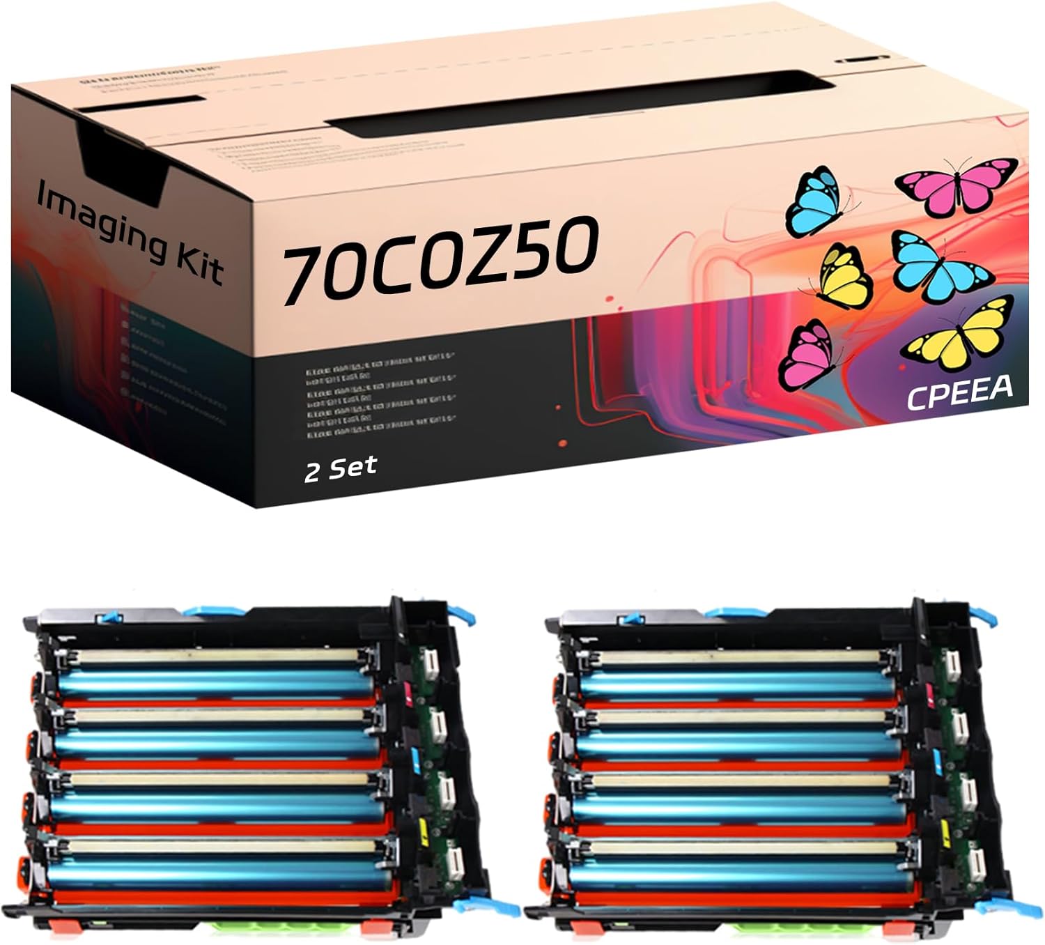 Compatible for Lexmark 70C0Z50 Imaging Kit Work for Lexmark CS510de CS510dte CX310dn CX310n CX410de CX410dte Printers, with Chip, High Yield 40000 Pages, Clear Printing (2 Set)