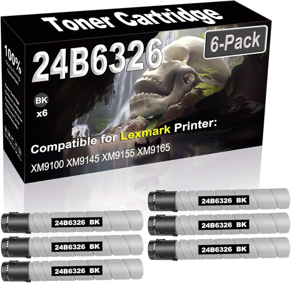 SINIYA 6-Pack (Black) Compatible High Yield 24B6326 Laser Printer Toner Cartridge use for XM9100 XM9145 XM9155 XM9165 Printer