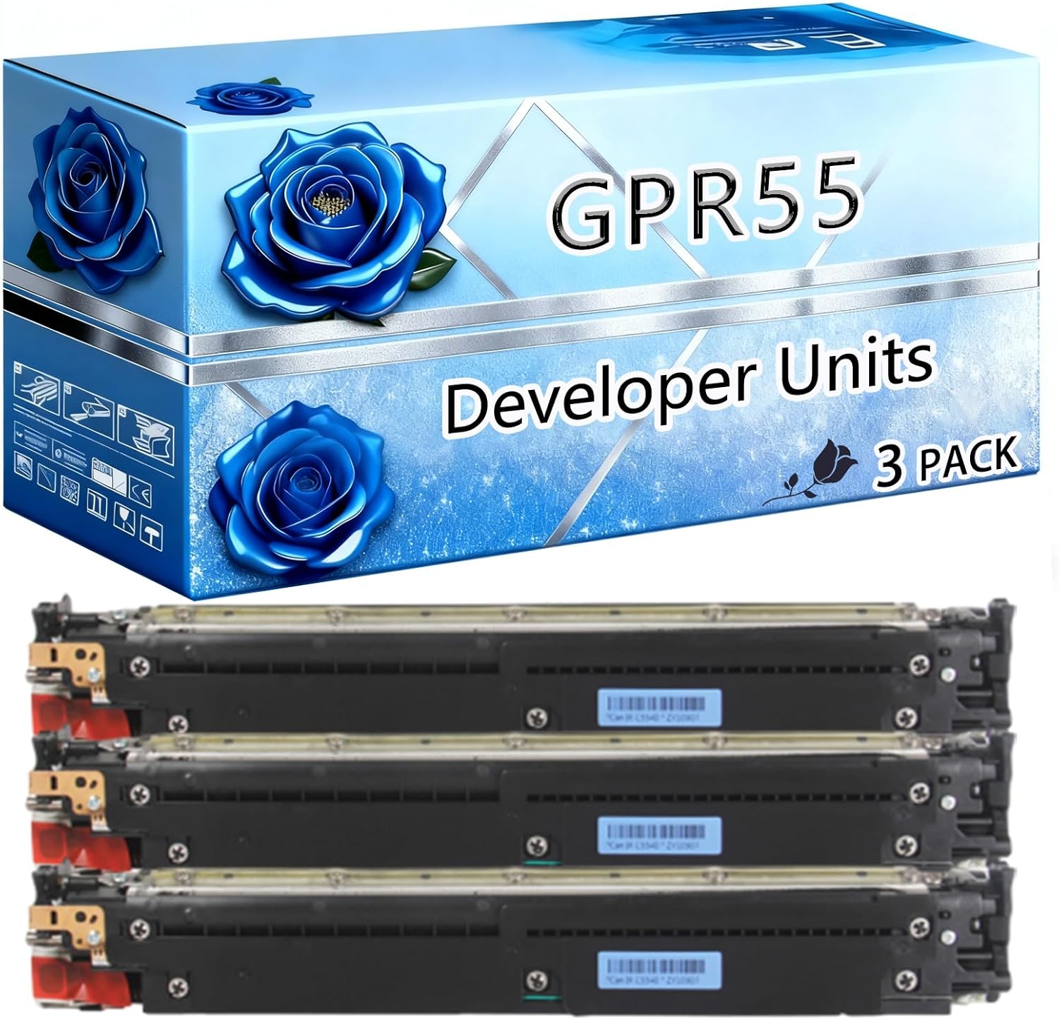 Compatible Developer Units Replacement for Canon GPR55 High Yield 80000 Pages imageRUNNER Advance C5535i C5535i II C5535i III Printers (3 Pack Black)