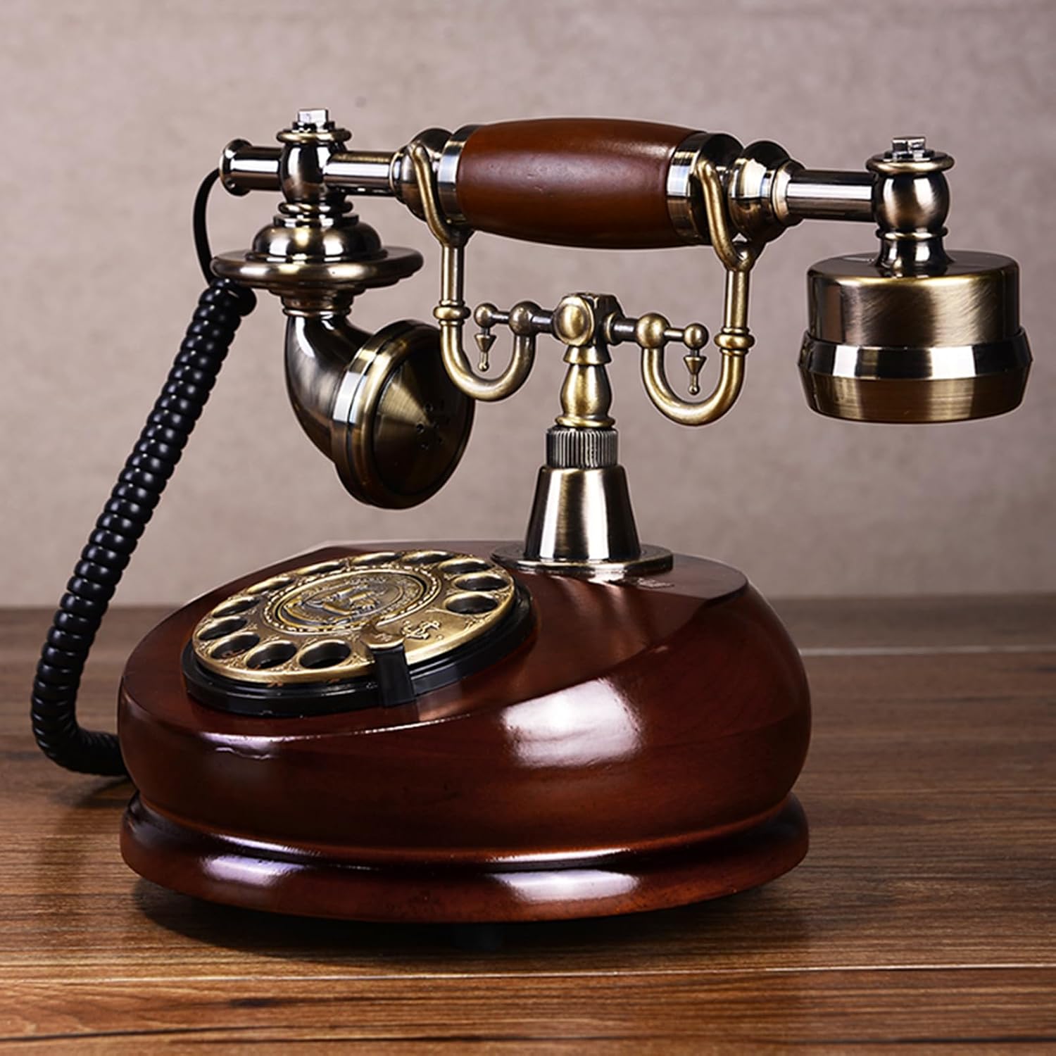 DAEOIBHJR Retro Landline Telephone, Rotary Dial Antique Phone, Vintage Decor Phones, Old Fashion Corded Desk Phone with Redial for Home Office