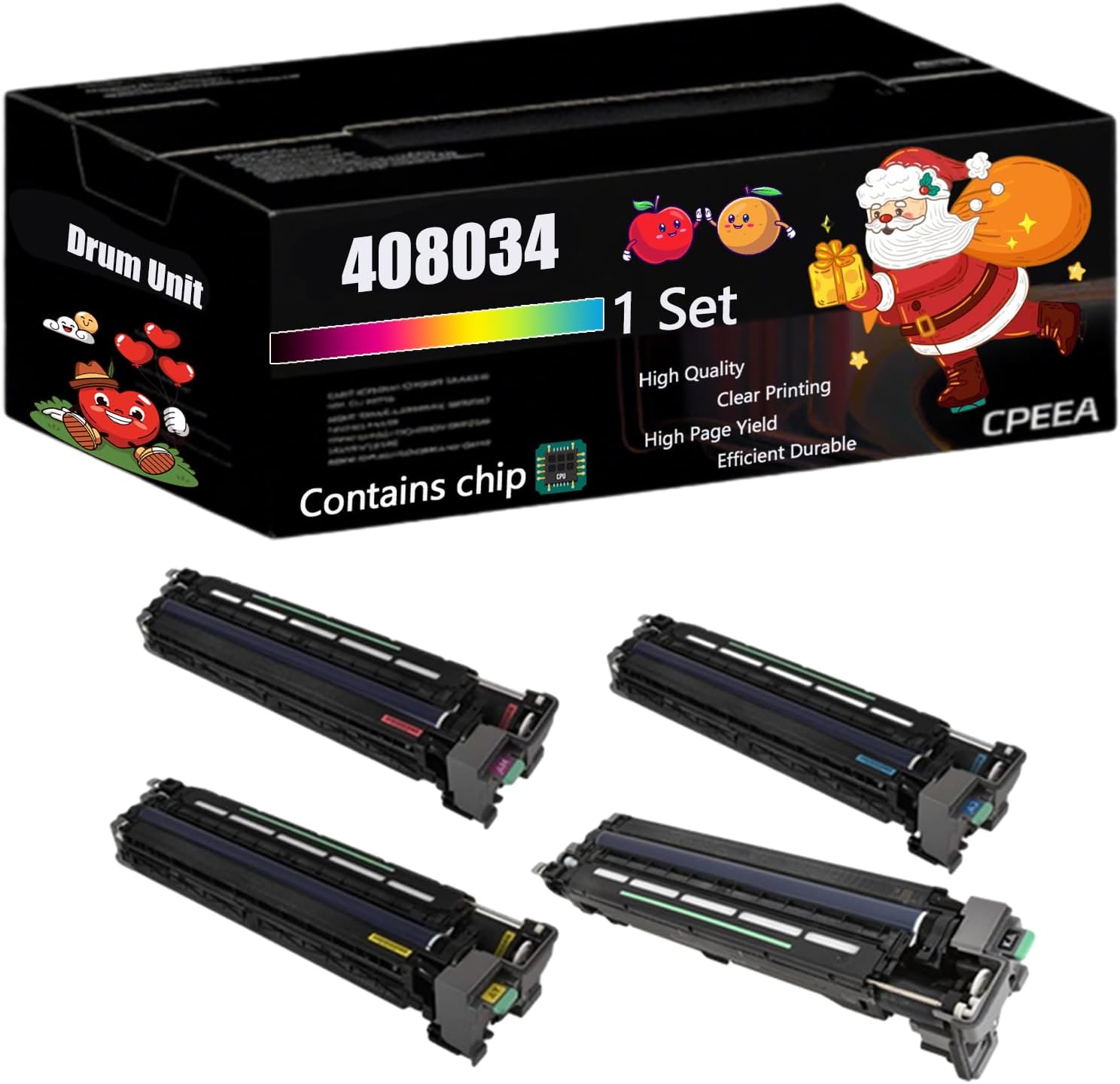 Compatible for Ricoh 408034 408035 Drum Unit Work for Ricoh C840dn SP C842dn Printers, with Chip, High Yield 70000 Pages, Clear Printing (4-Pack BK/C/M/Y)