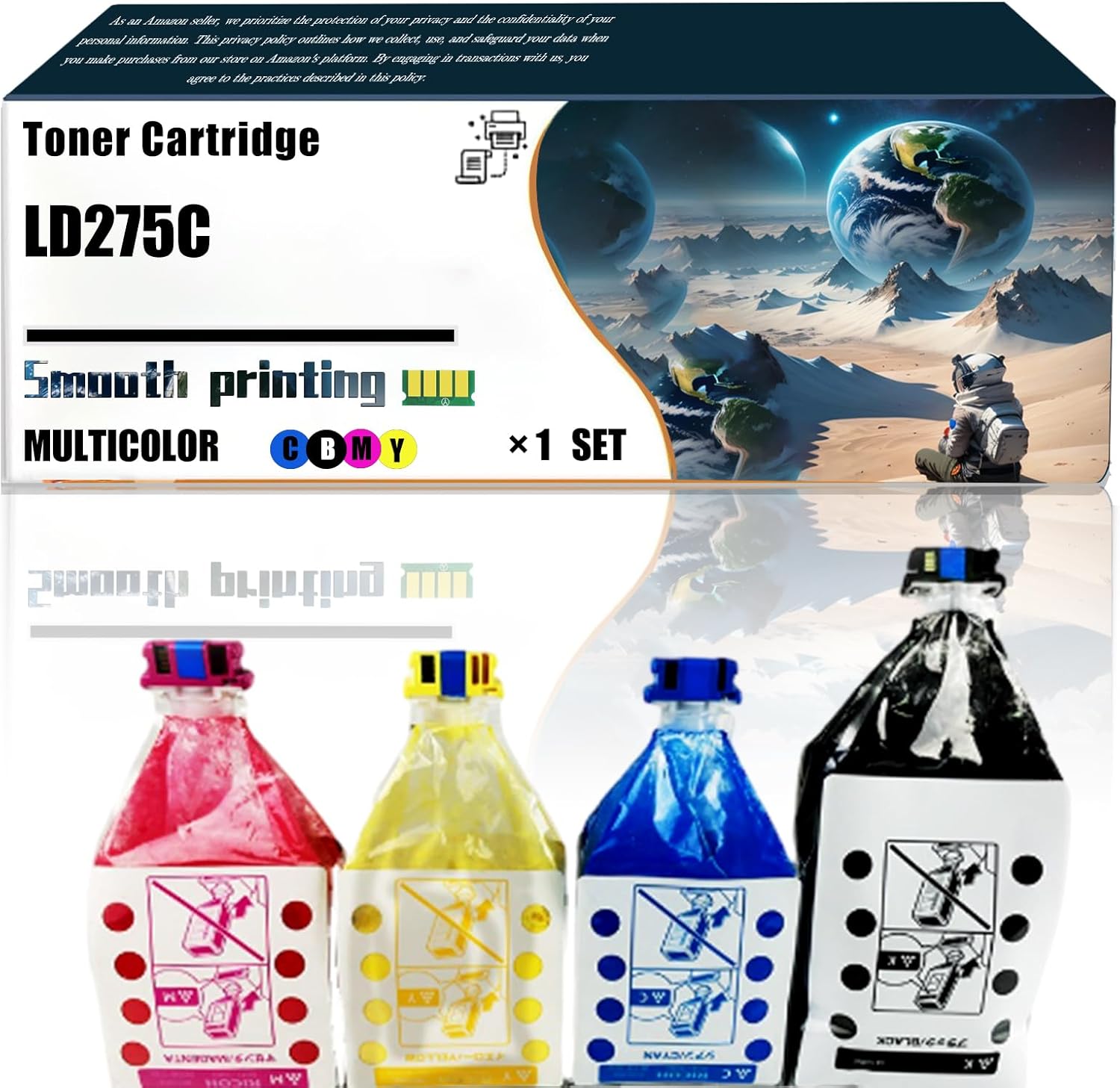 LSSF Replacement Parts Toner Cartridge LD275C Compatible with Lanier LD260C LD275C Printers, Contains Chip and Clear Printing (4-Pack BK/C/M/Y)