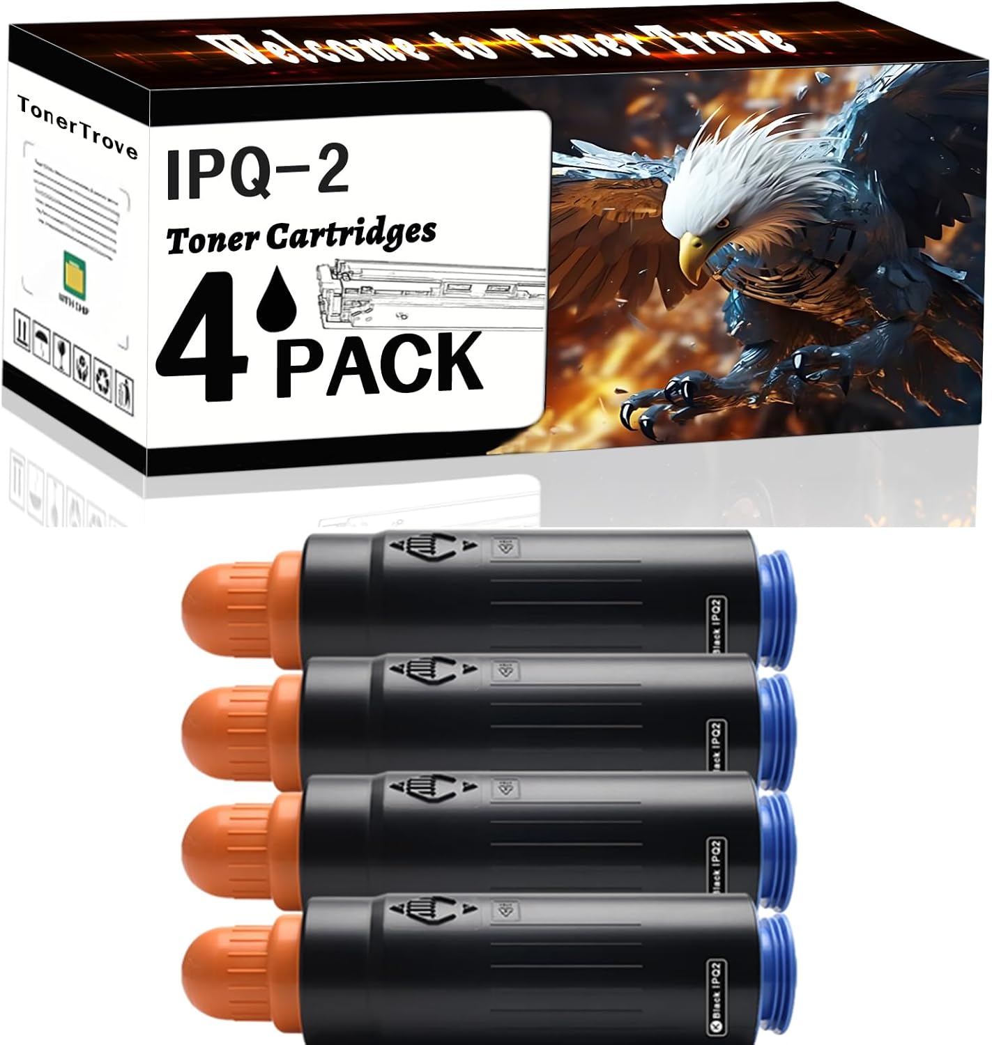 IPQ-2 Toner Cartridges Compatible for Canon imagePRESS C6000VP C6010 C6010S C6010VP C6010VPS C6011 C6011S Printers, Office Printing is Easy Clear Smooth (4 Pack Black)