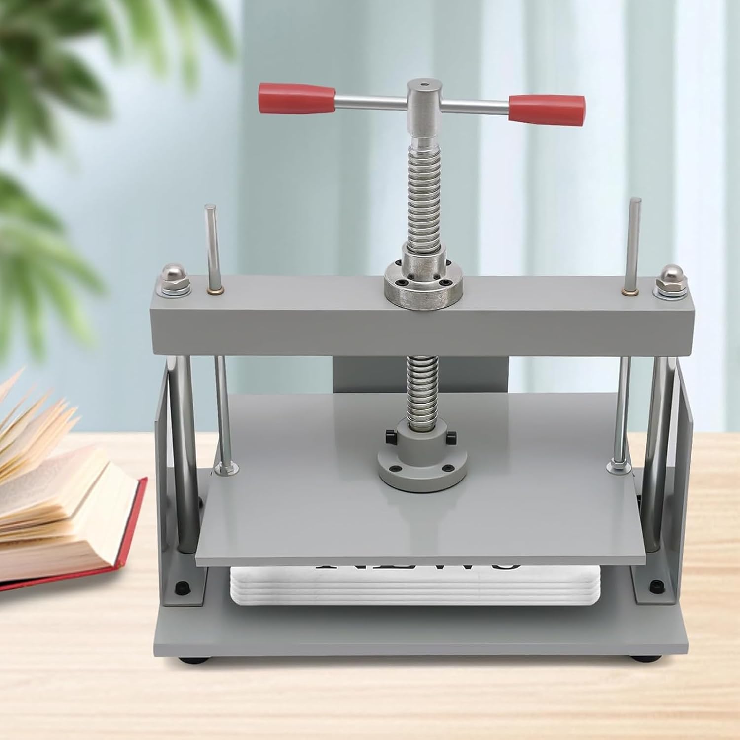 Kindevieft Manual Paper Press for A3 A4 A5 Size Paper Flattener 10cm Thick Steel Frame Manual Paper Press Paper Making Book Press Steel Bill Invoice Binding Machine Press,A5