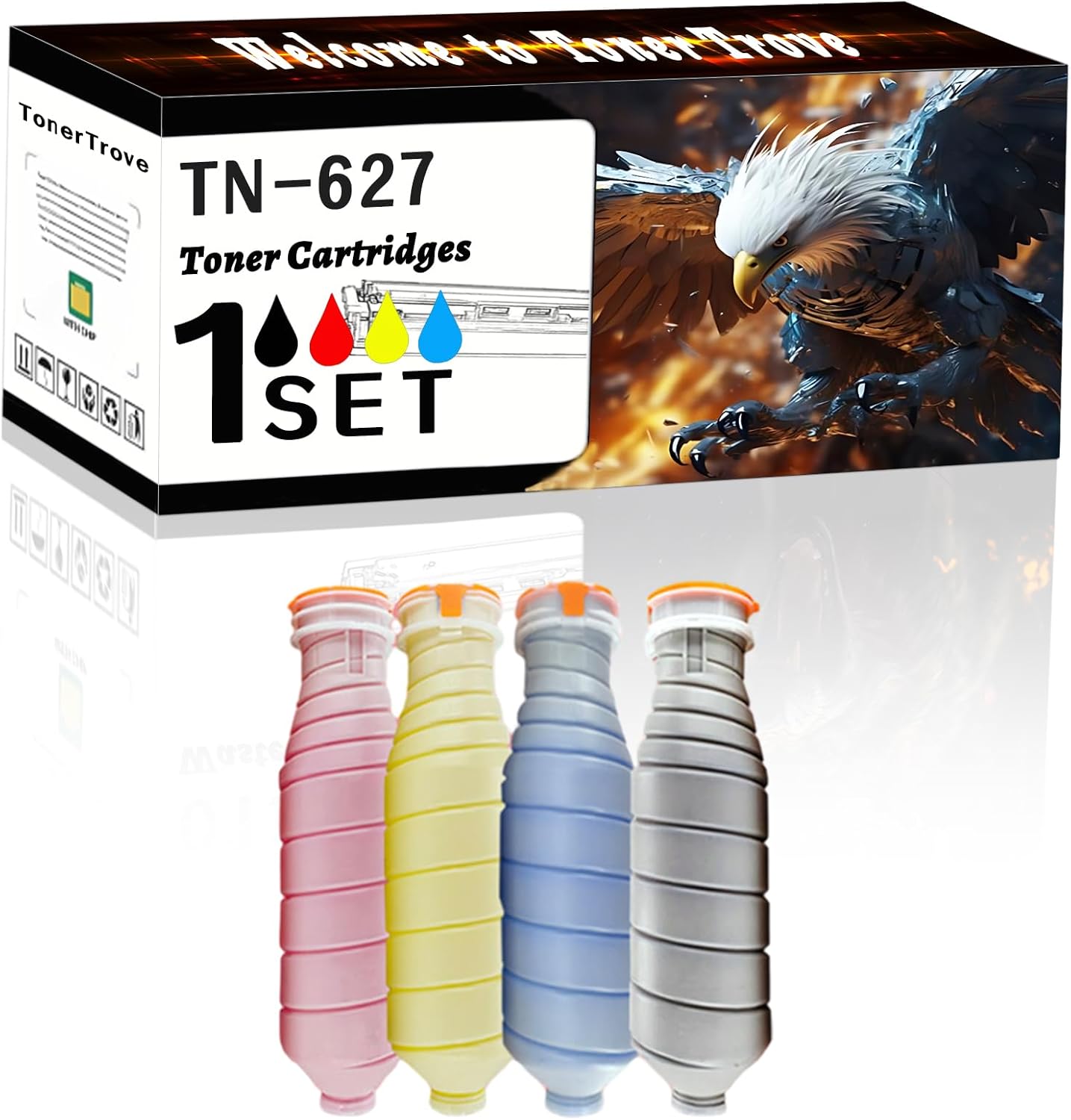 LECUU TN-627 Toner Cartridges Compatible for Konica Minolta AccurioPress C12000 C14000 Printers, Office Printing is Easy Clear Smooth (4-Pack BK/C/M/Y)