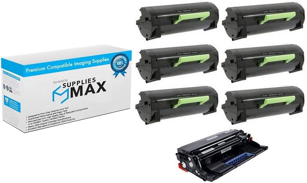 SuppliesMAX Compatible Replacement for Konica Minolta bizhub 3320 Drum/Toner Value Combo Pack (1-Drum Unit/6-Toners) (TN-P43) (A6W903W_1PK/A6WT10H_6PKVB)