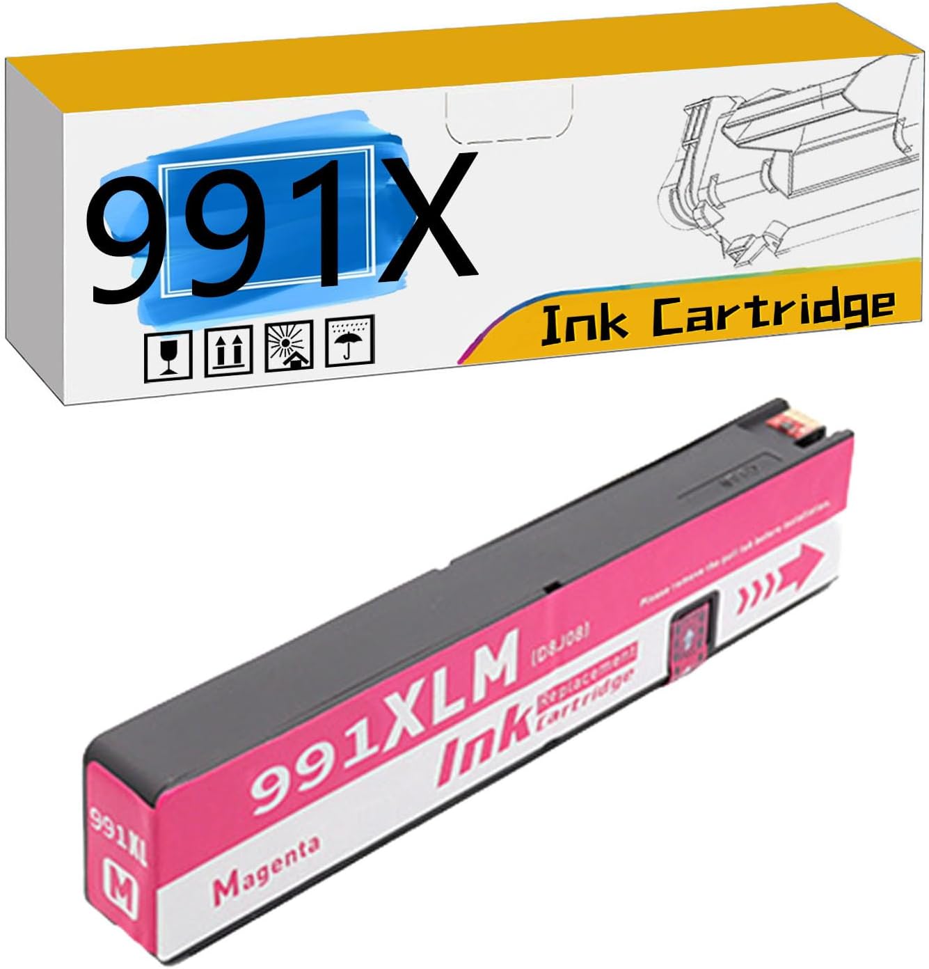 LISTWA 991X 465ML Ink Cartridges, Compatible for HP PageWide 777z 772dn 750dw 774dn 774dns 779dn 779dns 755dn Printers【High Print Volume with Chip】 Magenta*1