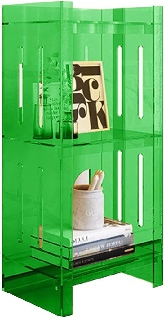 Clear Acrylic Narrow Bookcase 2 Tier/3 Tier/4 Tier Skinny Open Bookshelf Modern Display Storage Organizer for Living Room