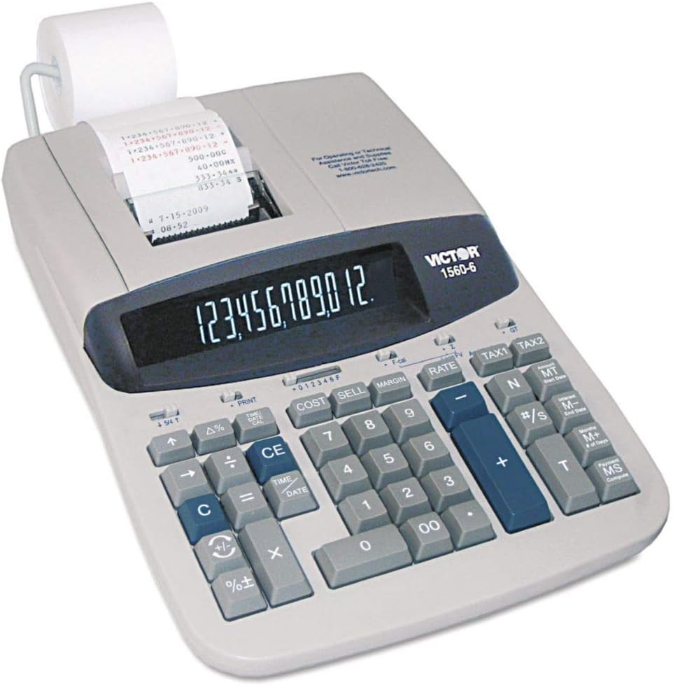 Janitorial Supplies 1560-6 Two-Color Ribbon Printing Calculator