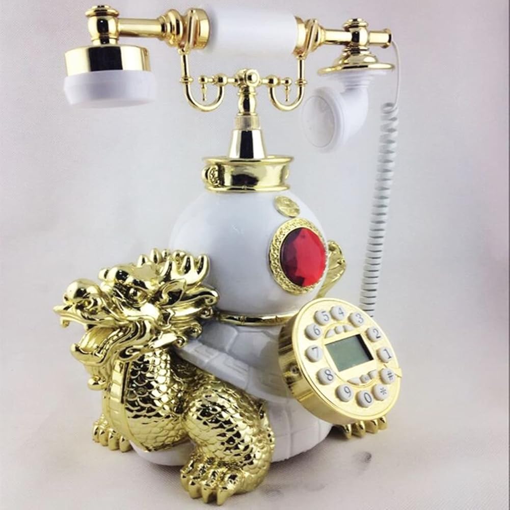 Corded European Retro Landline Phones Vintage Hands-Free Button Dial Phone Old-New Replica Antique Telephones for Home Office Shops and Art Fashion Decor Gift C