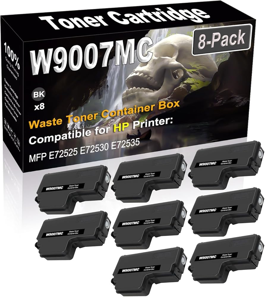 SINIYA 8-Pack Compatible High Capacity W9007 W9007MC Waste Toner Container Box use for MFP E72525 E72530 E72535 Flow MFP E72525 Printer (Black)