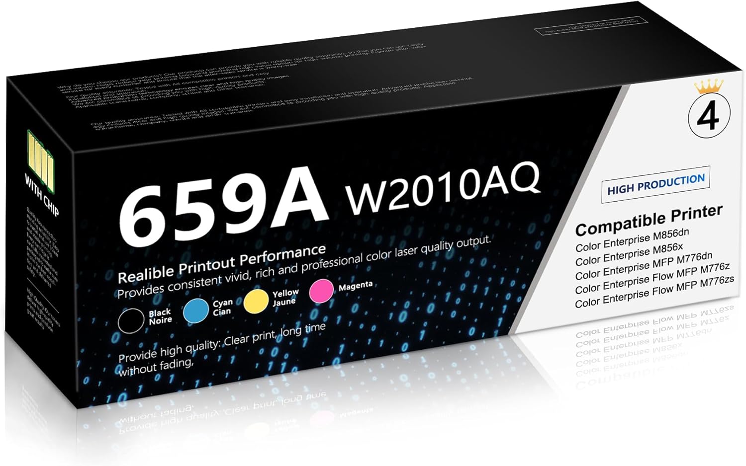 659A Toner Cartridge Set 4 Pack High Yield Replacement for HP 659A Works with Color Enterprise M856 Color Enterprise MFP M776 Series W2010A W2011A W2012A W2013A