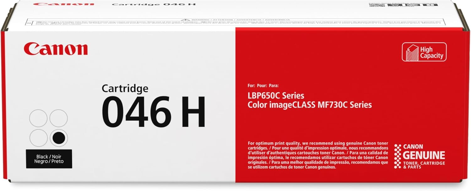 Canon Genuine 046 Black Toner Cartridge High Capacity Compatible with LBP654Cdw, MF731Cdw, MF733Cdw, MF735Cdw