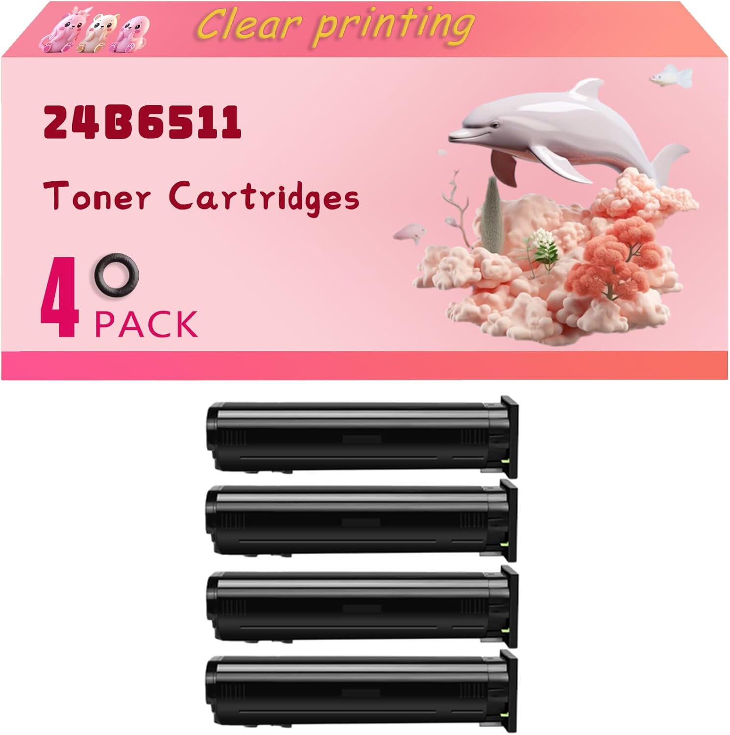 24B6511 Toner Cartridges Compatible for Lexmark XC6152 XC6152de XC6152dtfe XC8155 XC8155de XC8155dte Printers, High Yield 25000 Pages, Clear Bright Colors (4 Pack Black)