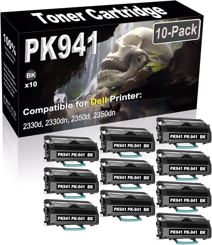 10-Pack (Black) Compatible 2330d 2330dn 2350d 2350dn Laser Printer Cartridge (High Capacity) Replacement for Dell PK941 PK-941 330-2650 330-2667 Printer Cartridge