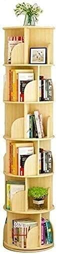 LOKOO Small Bookshelf for Bedroom Solid Wood 360 ° Rotating, Round Corner Bookcase for Living Room Bedroom Office, Easy to Assemble