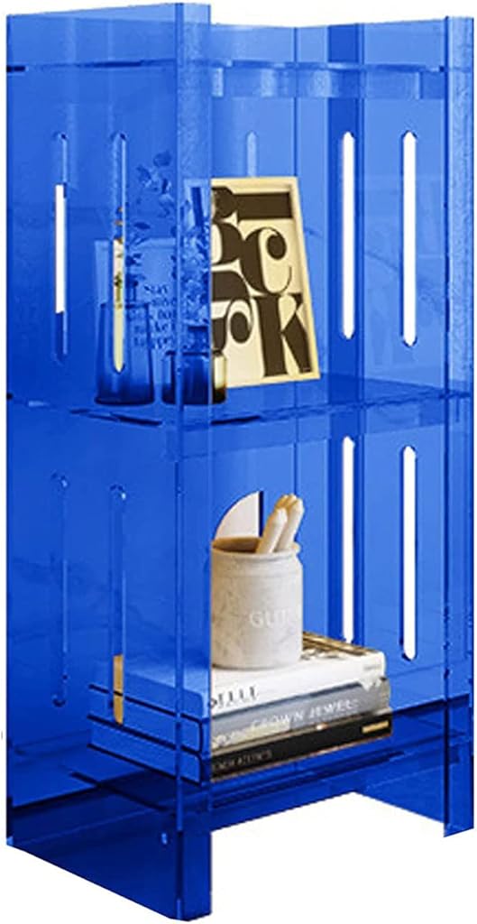 Clear Acrylic Narrow Bookcase 2 Tier/3 Tier/4 Tier Skinny Open Bookshelf Modern Display Storage Organizer for Living Room