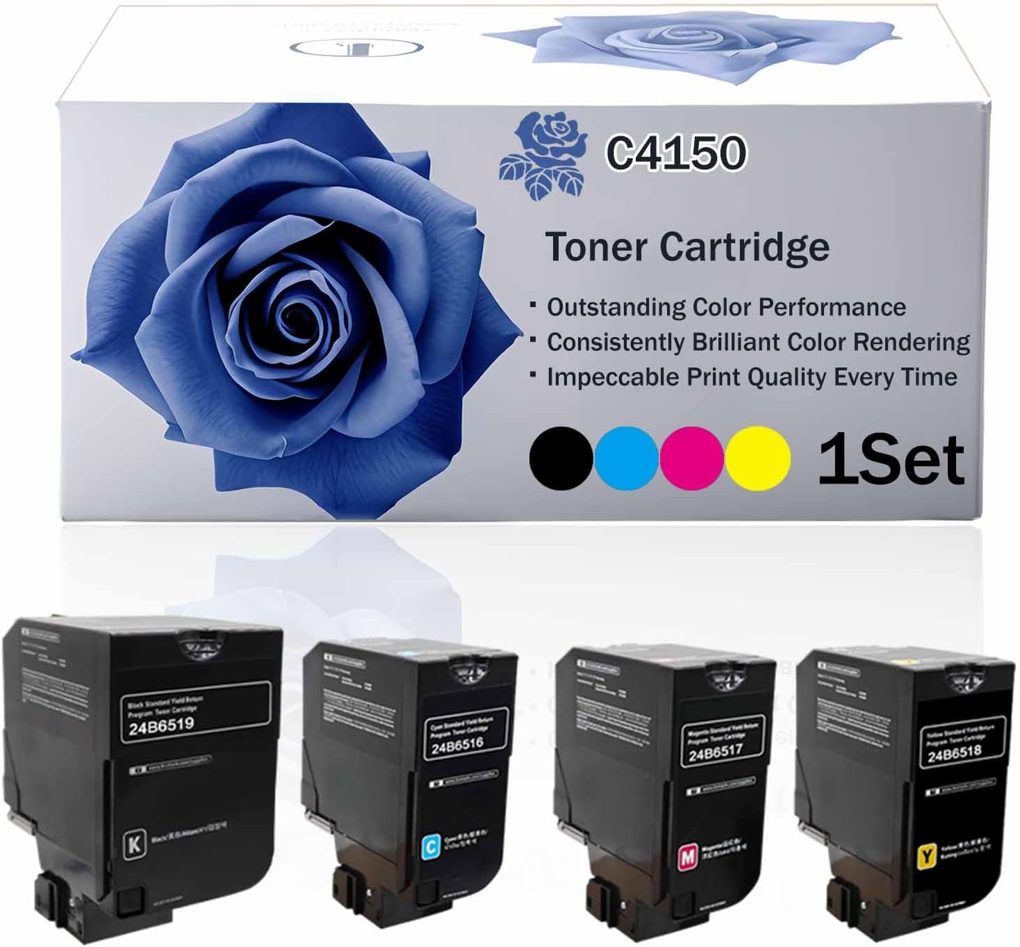 LECUU C4150 24B6519 24B6516 24B6517 24B6518 High Yield Toner Cartridge Compatible for Lexmark C4150 Printer, Premium Print Performance for Your Office Needs, 16000 Pages (BK/C/M/Y-1SET)