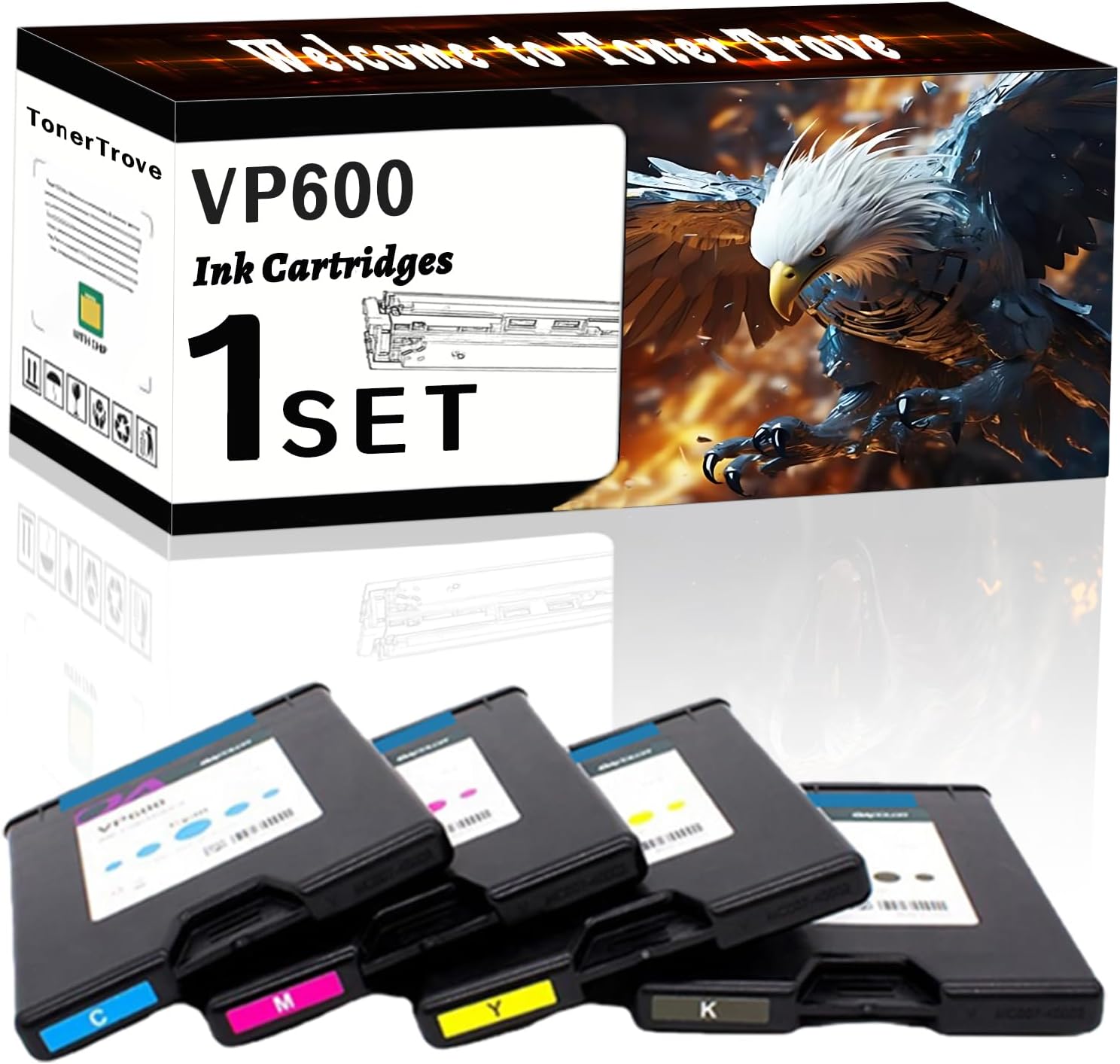 LECUU VP600 Ink Cartridges Compatible for VIP Color 600 Printers, Office Printing is Easy Clear Smooth (1 Set)