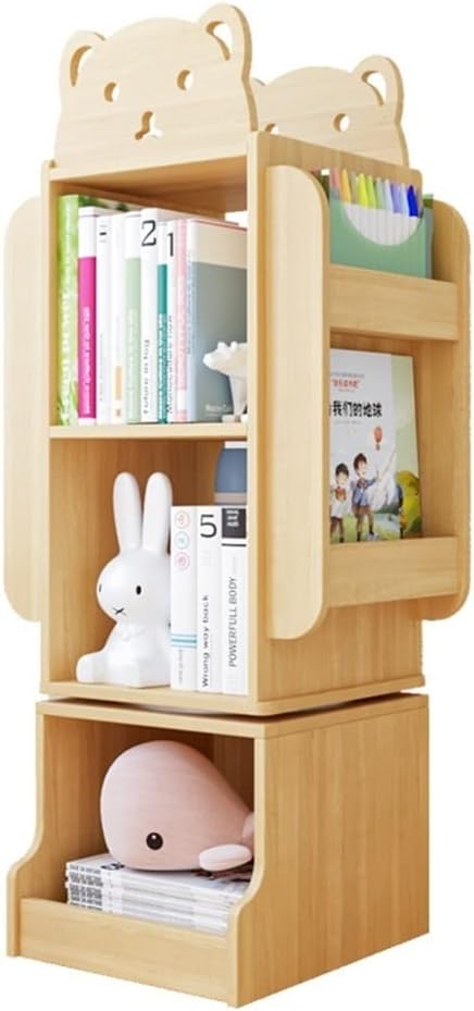 Bookcases Rotating Bookcase 360° Book Storage Rack Wooden Shelf Living Room Picture Book Shelf Easy to Install