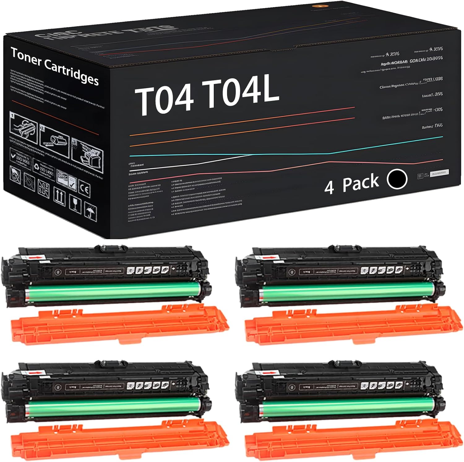 UVUMB Compatible with Canon T04 T04L 2977C001AA 2978C001AA 2979C001AA 2980C001AA Toner Cartridges Work for Canon imageRUNNER Advance C475iF C475iFZ DX C477iF C477iFZ Printers (4 Pack Black)