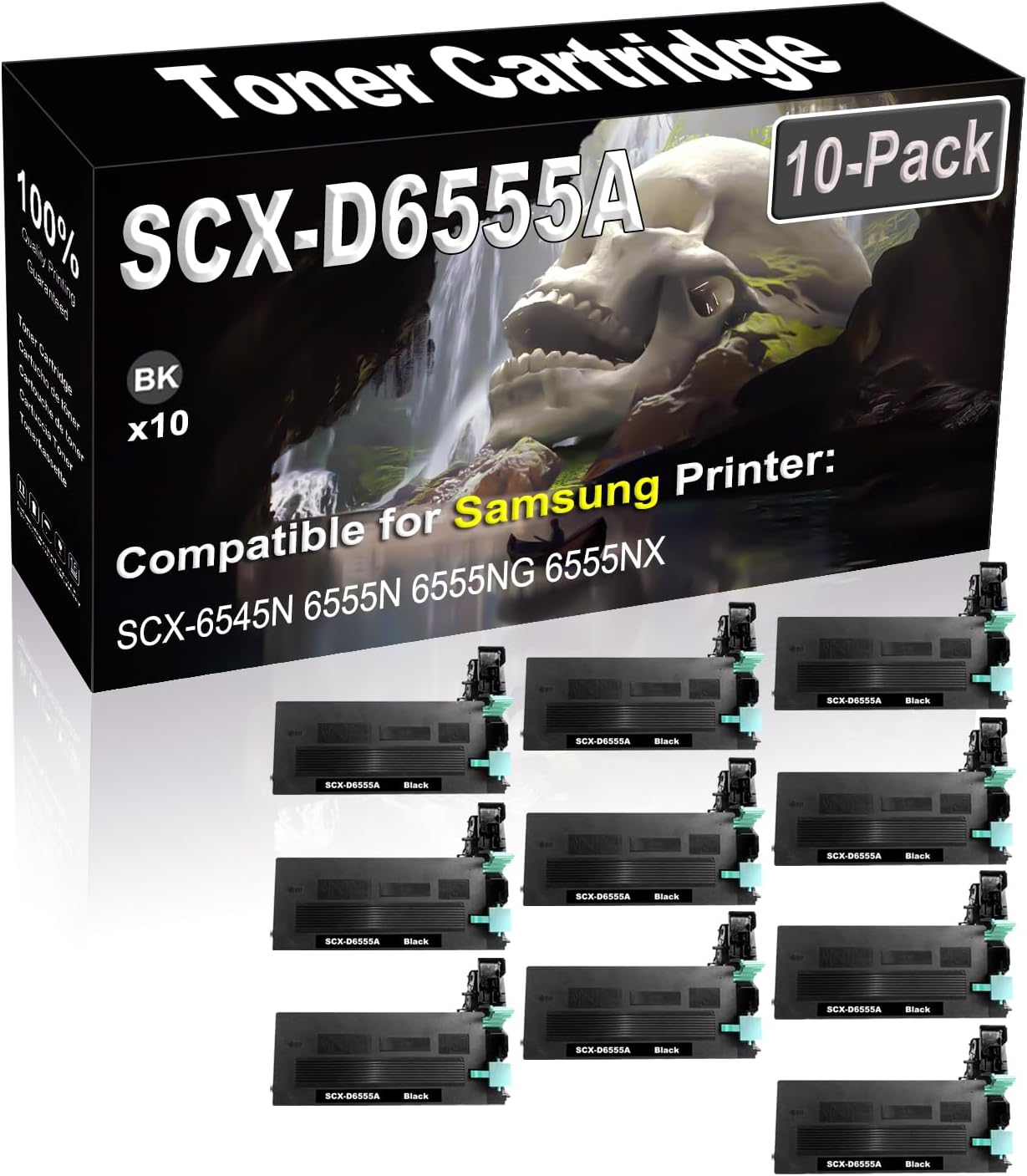 10-Pack Compatible High Capacity SCX-D6555A Imaging Toner Cartridge use for Samsung SCX-6545N 6555N 6555NG 6555NX Printer (Black)