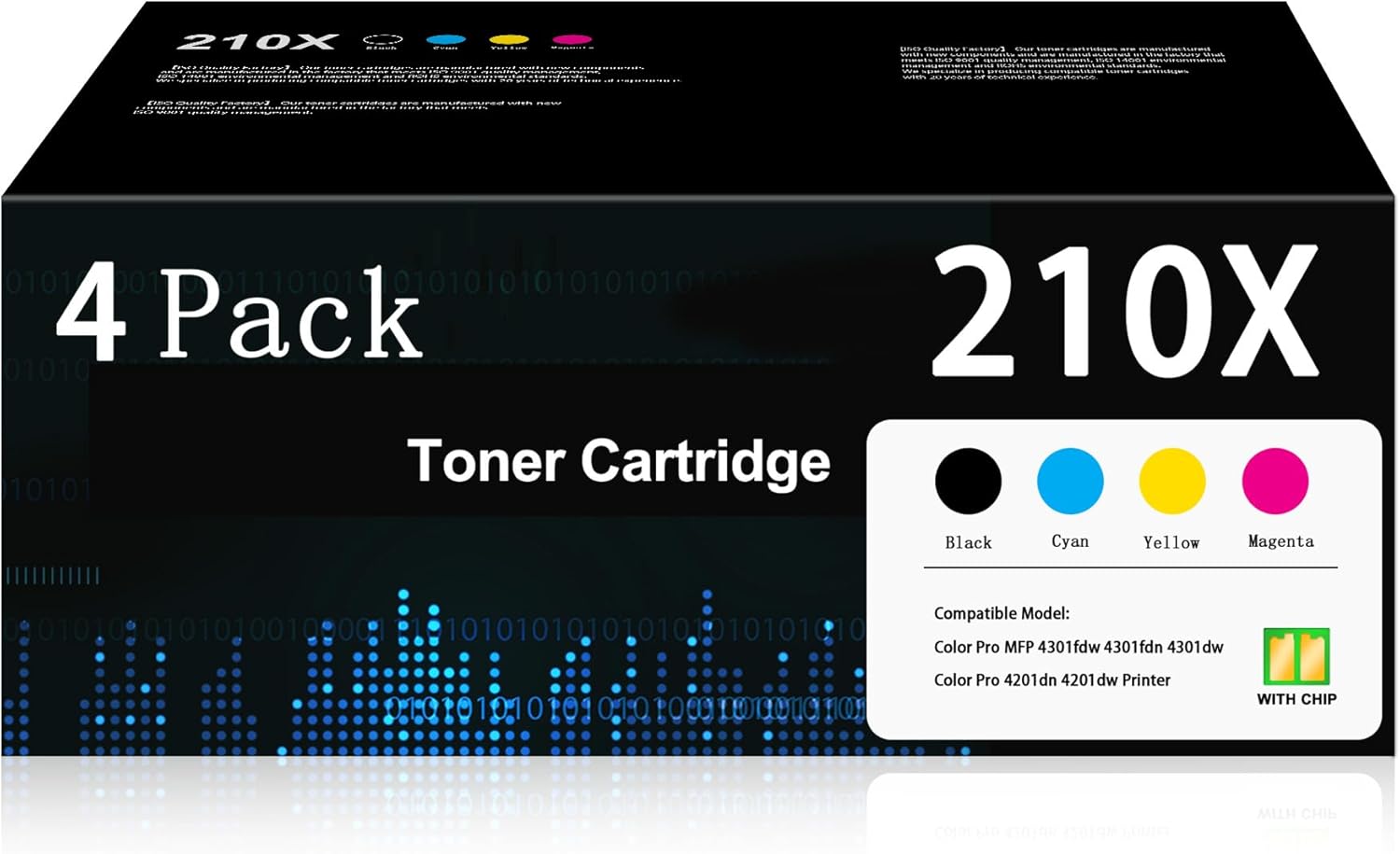 MANDBOY 210X Toner Cartridges 4 Pack High Yield Replacement for HP 210X W2100X 210A W2100A for Color Pro MFP 4301fdw 4301fdn 4301dw Pro 4201dn 4201dw Printer (Black Cyan Yellow Magenta)